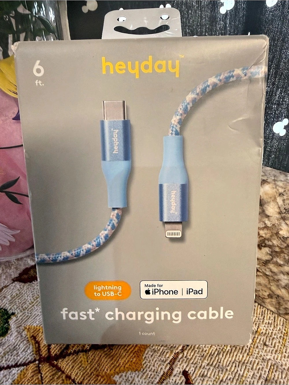 heyday 6ft USB-C to Lightning Braided Cable Blue